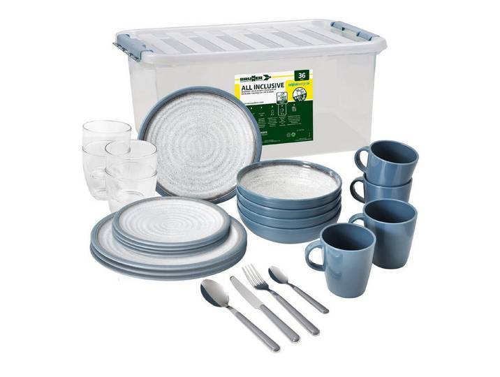 BRUNNER Geschirr-Set BRUNNER Campinggeschirr Set TUSCANY (8, 12, 16, 36-Teile) Rutschfest (36-tlg)