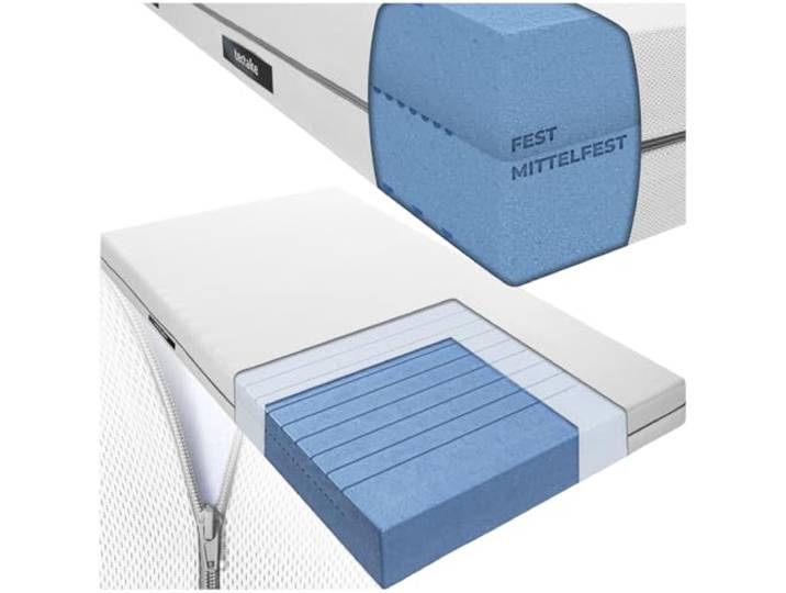 tectake® Matratze, Schaumstoffmatratze mit Komfortschaum und 3D Mesh Gewebe, 2in1 Härtegrade H2 und H3, Schlafmatratze für Bett, Ehebett, Gästebett, Doppelbett - 100x200 cm