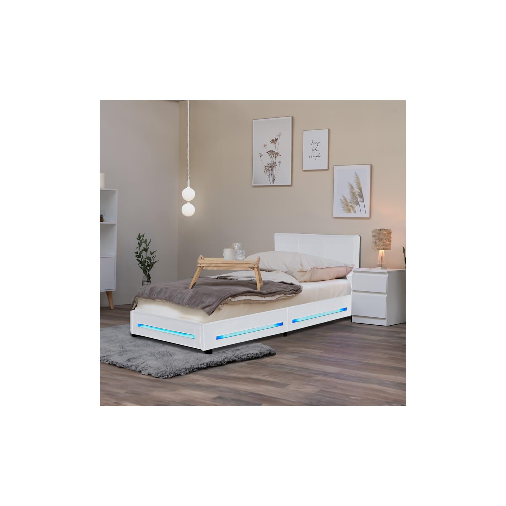 HOME DELUXE LED Bett ASTEROID - 90 x 200 cm Weiß