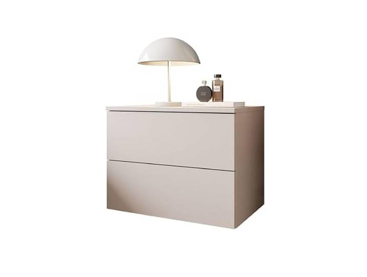 Lookway Nachttisch LINA Kaschmir II mit LED-Beleuchtung, Wand-Nachttisch mit Push-Open oder Griffen, moderner Beistellschrank (Push-to-Open System)