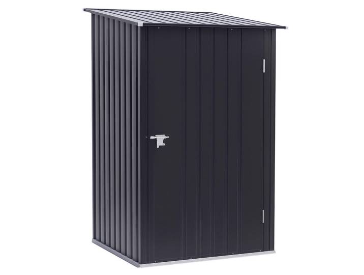 ComfortXL Geräteschuppen De-08086 mit Schrägdach, abschließbar Dunkelgrau, Metall, 100x160x103 cm, Gartenzubehör, Geräteschuppen