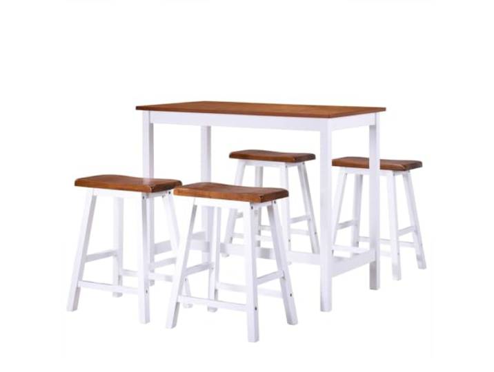 Tisch und Barhocker, 5 Stück, Massivholz MDF-Platte, Beine aus Massivholz, Lackierung, Nassreinigung, 110 kg pro Sitz