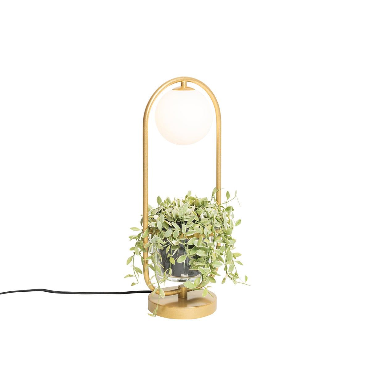 Qazqa Isabella Art Deco Tafellamp - Goud/Messing met Wit Glas - Dimbaar