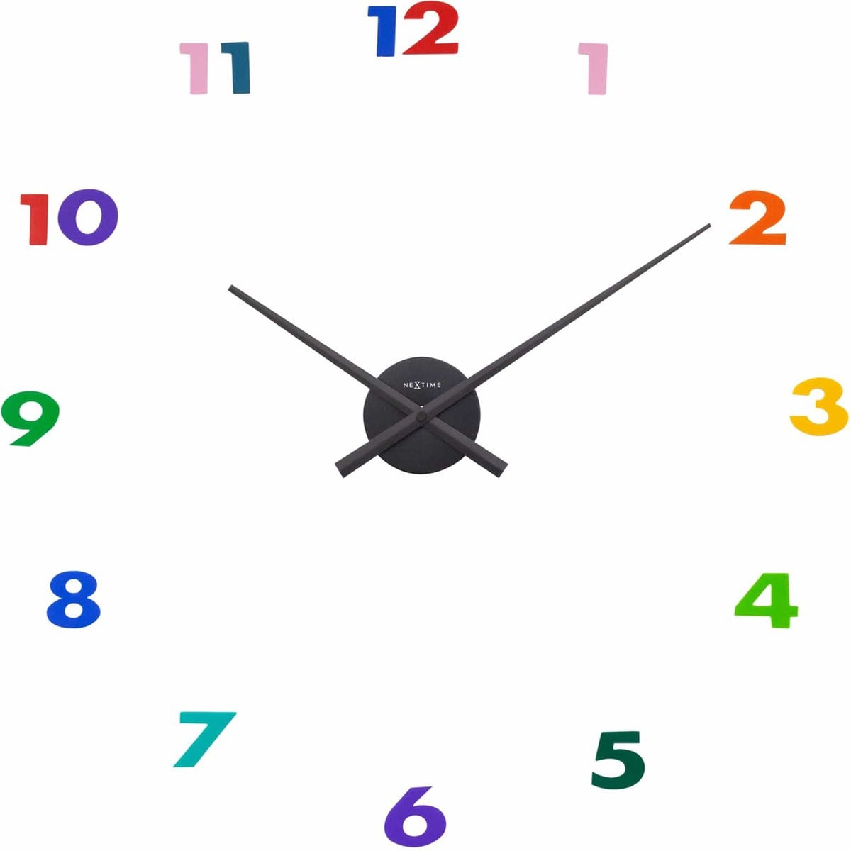 NeXtime Small Hands Analoge Wandklok - Meerkleurig - Aluminium - Diameter: 48 cm