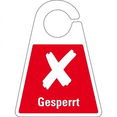 Qualitätsanhänger Gesperrt, beidseitig bedruckt, rot, Kunststoff, 120x165mm I 10 Stk