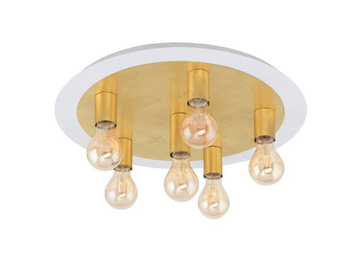 Plafonnier Passano Ø 22cm Blanc/Doré Matériau : Métal Surface en métal : Galvanisé Type de métal : Acier LED E27