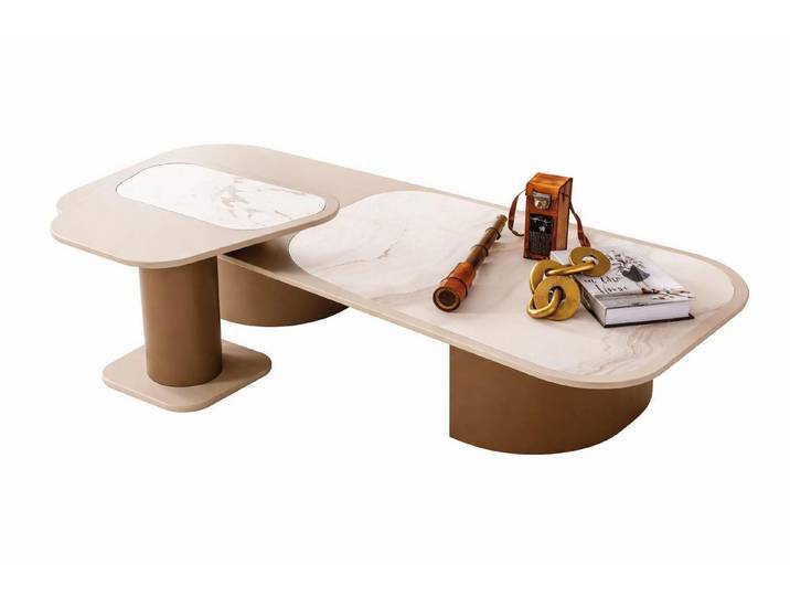 JVmoebel Satztisch Wohnzimmer Set Moderner Stil Holzgestell Beige Farbe Elegantes Design (2-St), Made in Europa