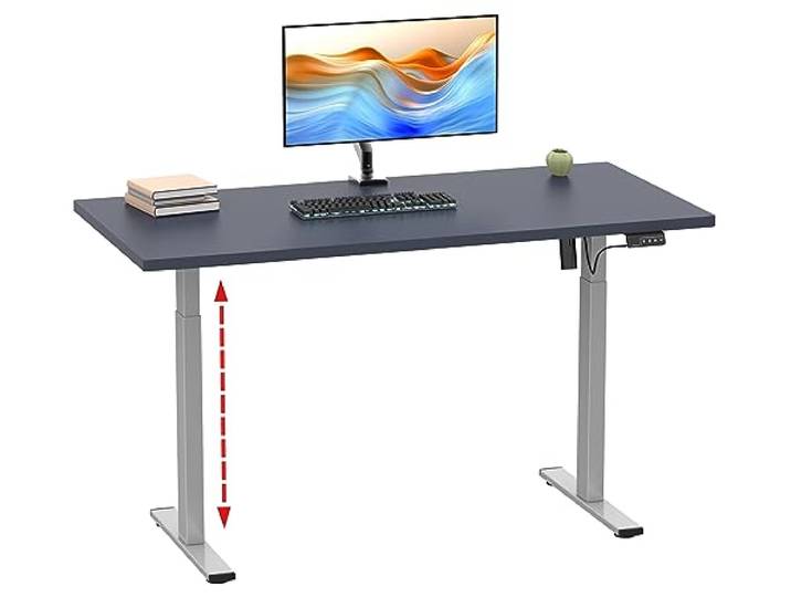 VCM Schreibtisch Silber/Anthrazit 140x50x71-120 cm Steh-Sitz-Tisch Büro Elektrisch stufenlos verstellbar - Steharbeitsplatz im Büro oder Homeoffice - ergonomisches Arbeiten - Holzwerkstoff