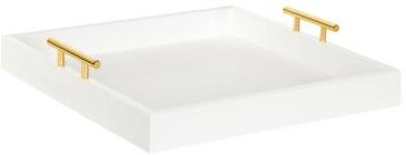 Kate and Laurel Lipton Square Decorative Wood Tray with Metal Handles - 16x16