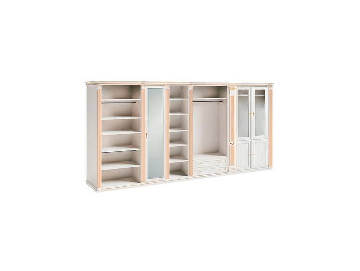 JVmoebel Kleiderschrank Weißer Kleiderschrank mit goldenen Elementen aus Holz (Kleiderschrank) Made in Europa