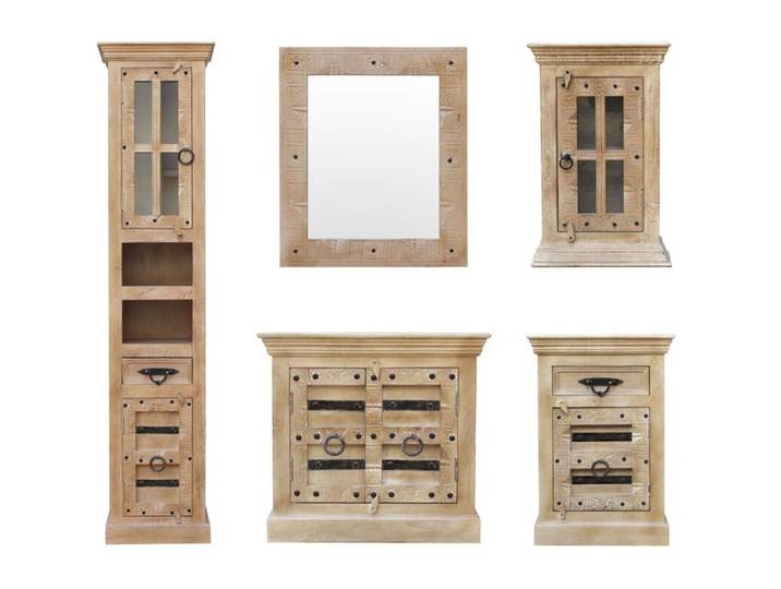Badmöbel Set Daipur - Farbe: natur - Material: Holz - 184