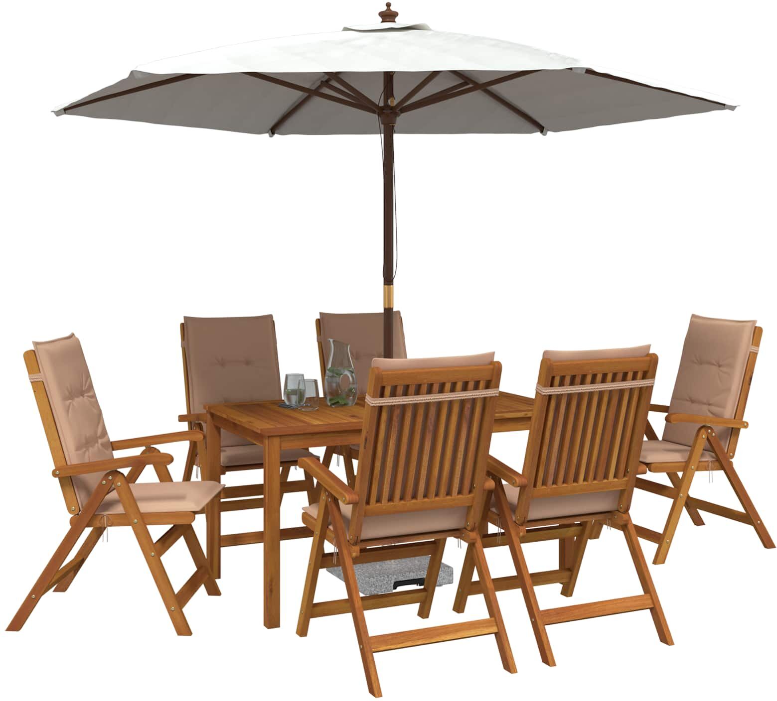 vidaXL 7-Piece Garden Dining Set 6 place Beige Bois d'Acacia Massif