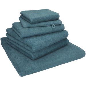 Betz Handtuch Berlin Set, taubenblau, 100% Baumwolle, 360 g/m², 2 Hand-, 1 Dusch-, 1 Gäste-, 1 Seiftuch & 1 Waschlappen