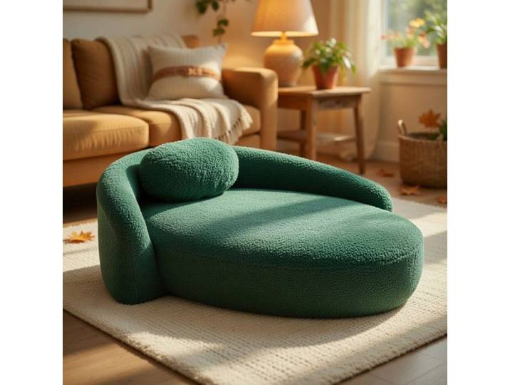 CollaHausse Canapé Minimaliste Teddy Vert Design Arrondi Moelleux avec Coussins