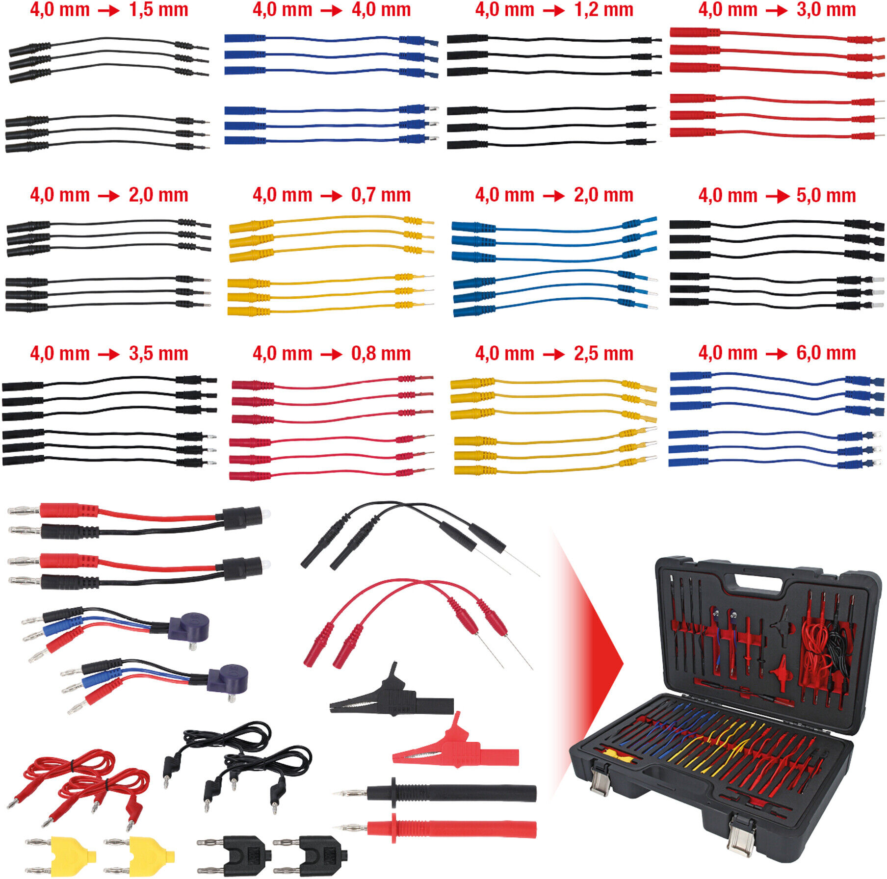KS Tools 12/24V Master Diagnose Prüf- und Mess-Kabel-Satz, 92-tlg. (150.0950)