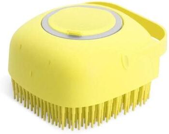 Uplift Essentials 2 in 1 Pet Shampoo Dispenser And Massage Brush yellow