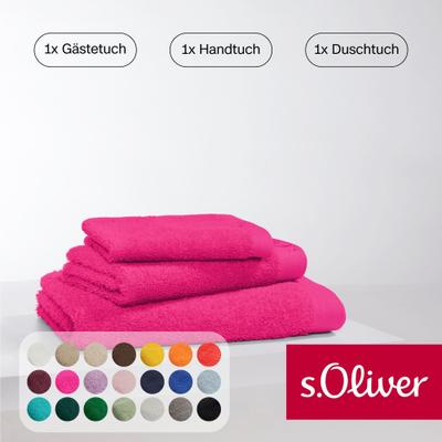 Handtuch Set S.OLIVER "s.Oliver, Premium Qualität, 600 gr/m²", pink, 3 Stk., Walkfrottier, Walkfrottier, Obermaterial: 100% Baumwolle, Handtuch-Sets, 1 Gästetuch 30x50 cm, 1 Handtuch 50x100 cm, 1 Duschtuch 70x140 cm