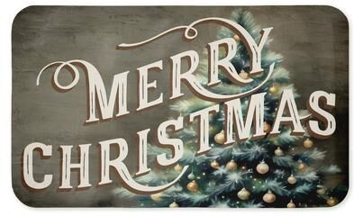 "Stupell Vintage Merry Christmas Greeting Printed Anti-Fatigue Floor Mat, design by Kim Allen, 30""x18"""