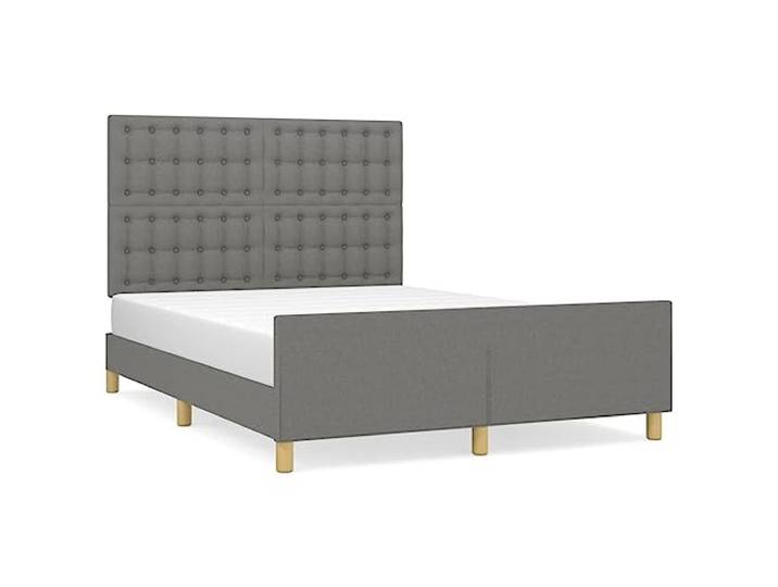 PUGYNBK Bettgestell mit Kopfteil, Stoff, dunkelgrau, 140 x 200 cm Verstellbares Kopfteil, robuste Beine, Holzlatten, atmungsaktiv und langlebig