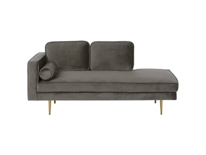CHAISELONGUE Samtstoff taupe linksseitig Miramas