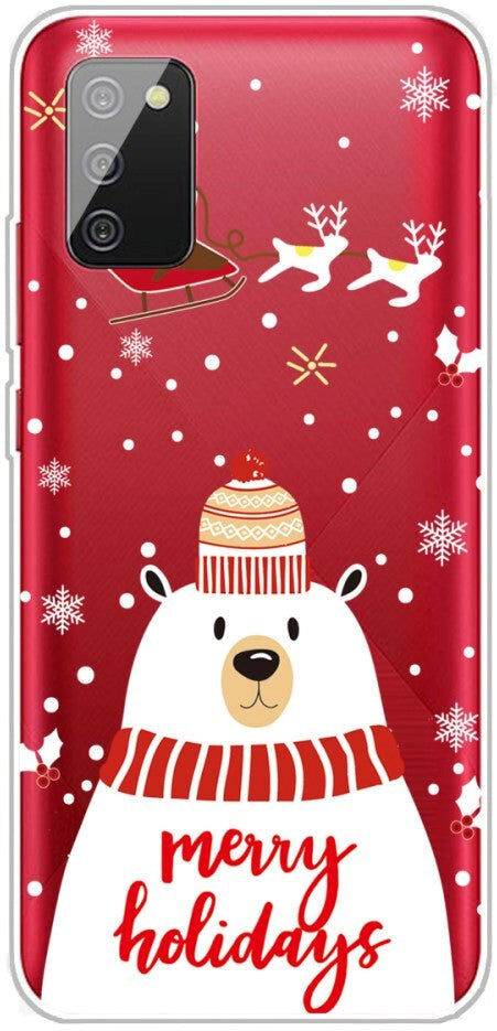 INCOVER Samsung Galaxy A03s TPU Plast Julecover - Merry Christmas - Isbjørn
