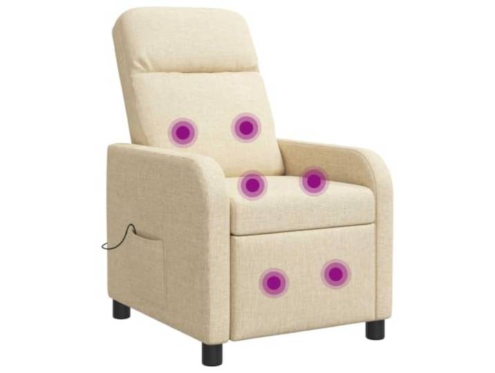 Relaxsessel Creme Stoff Verstellbar 115° Bis 160° Metallrahmen, Holzrahmen, 100 % Polyester, Wohnzimmer, Arbeitsbereich, minimalistisch