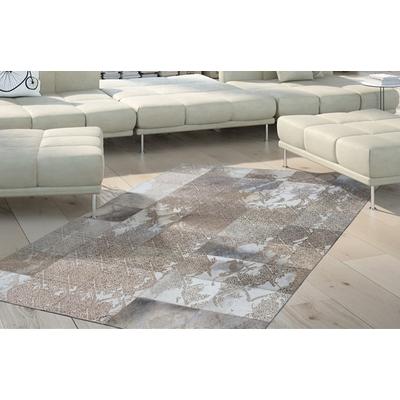 Teppich KAYOOM "Cobra 343", silber, B:200cm H:18mm L:300cm, Rindsleder, Teppiche, Teppich, Teppich aus Leder, gelasertes Design, handgefertigtes Unikat
