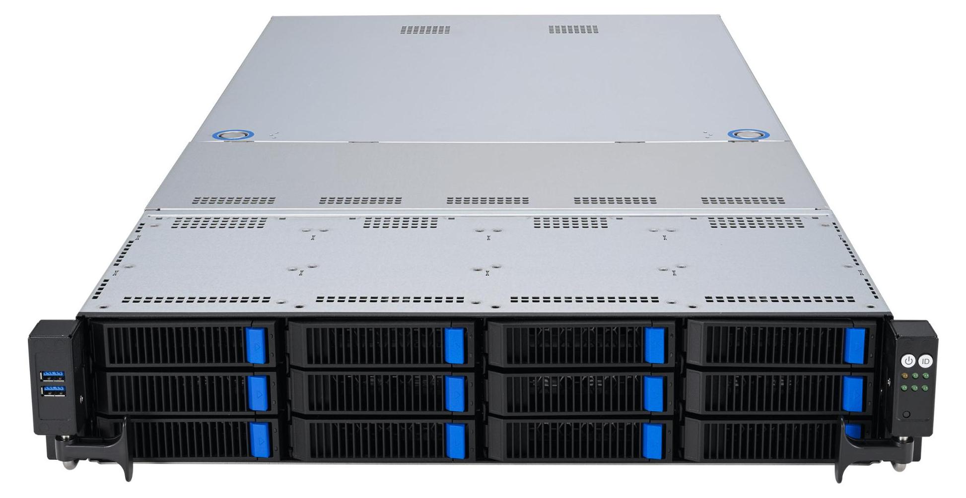 Asus RS521A-E12-RS12U AMD EPYC 9005 Einzelprozessor 2U Server unterstützt bis zu 24 DIMM, 12 NVMe, 5xPCIe 5.0 Steckplätze, 2xM.2, OCP 3.0, 2xDual-Slot GPUs und ASUS ASMB11-iKVM
