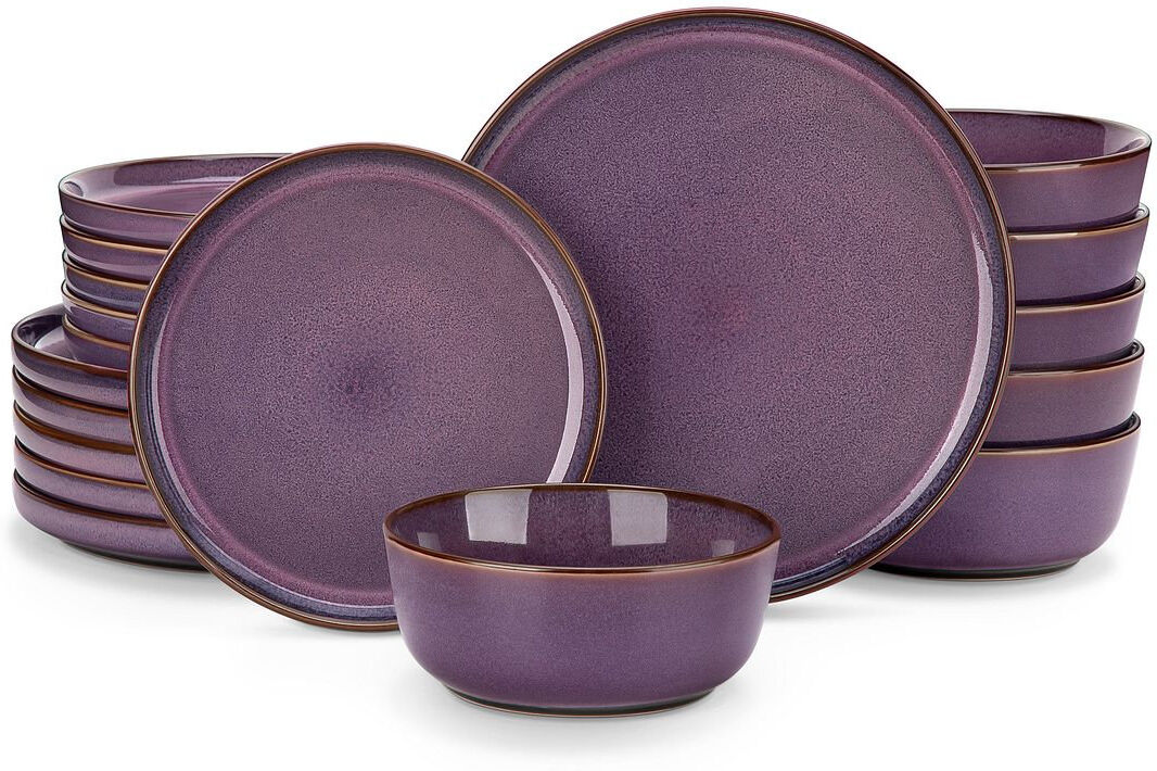 Blue Elephant Ceramic Stoneware Dinnerware Set No Piece - Service for 6 Purple No