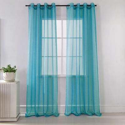 RT Designer Collection Lonnie Metallic Stripe Sheer Window Curtain Panel 90 inch