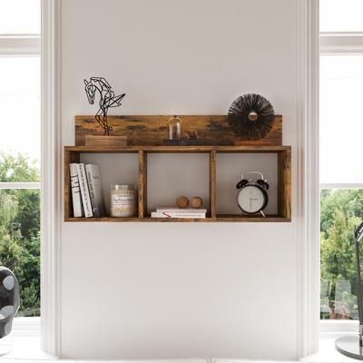 Danya B. Modern 3-Cube Floating Cubby Wall Shelf with Display Ledge
