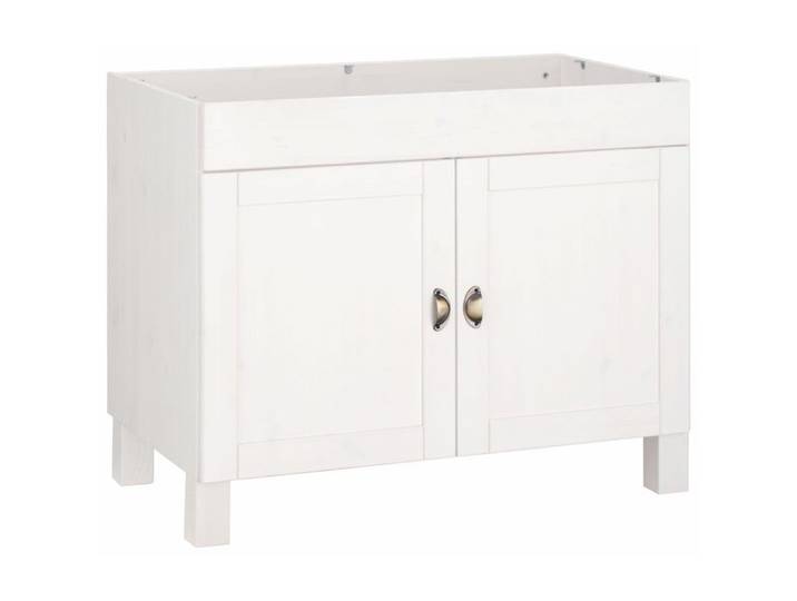 Oslo-meuble Sous-vasque 100 Cm Avec 2 Portes En Pin Teinté Blanc