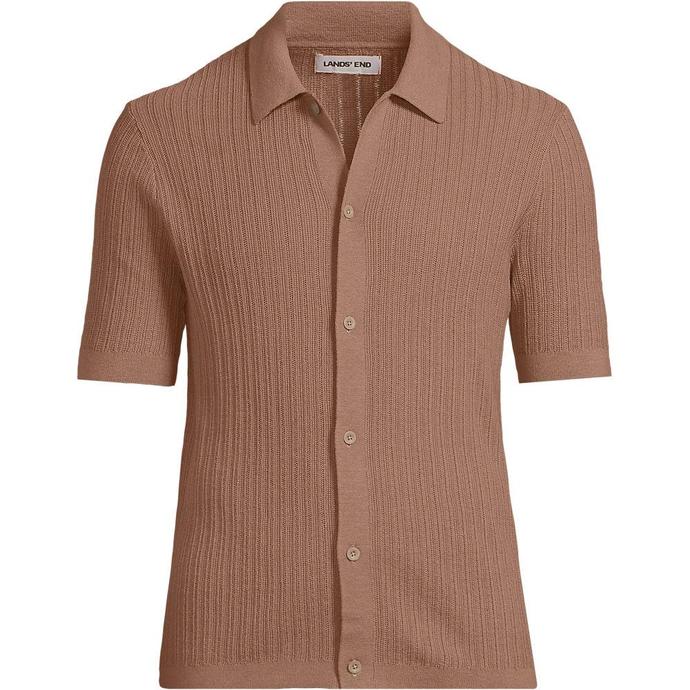 Leichtes Feinstrick-Hemd aus Baumwolle für Herren, Herren, size: regular, Braun, Baumwolle, by Lands' End