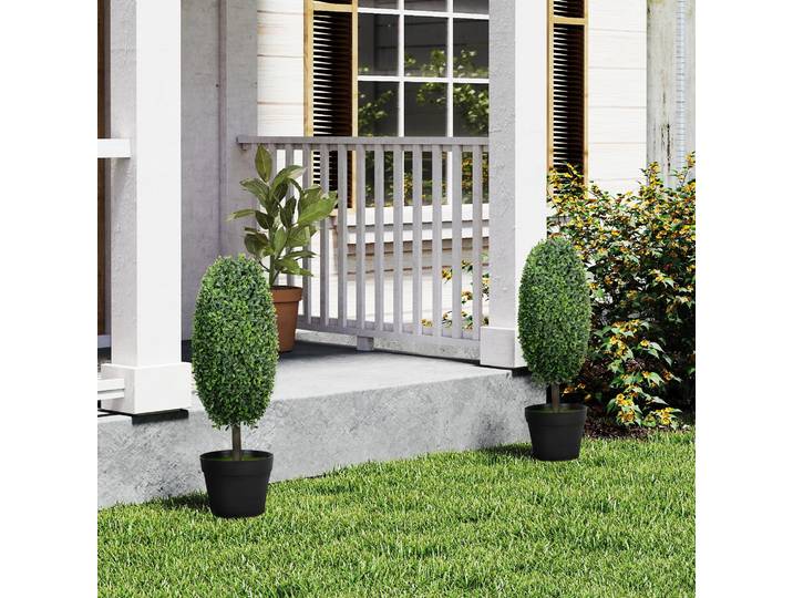 HOMCOM Lot 2 Plantes Artificielles Résistantes UV Vert