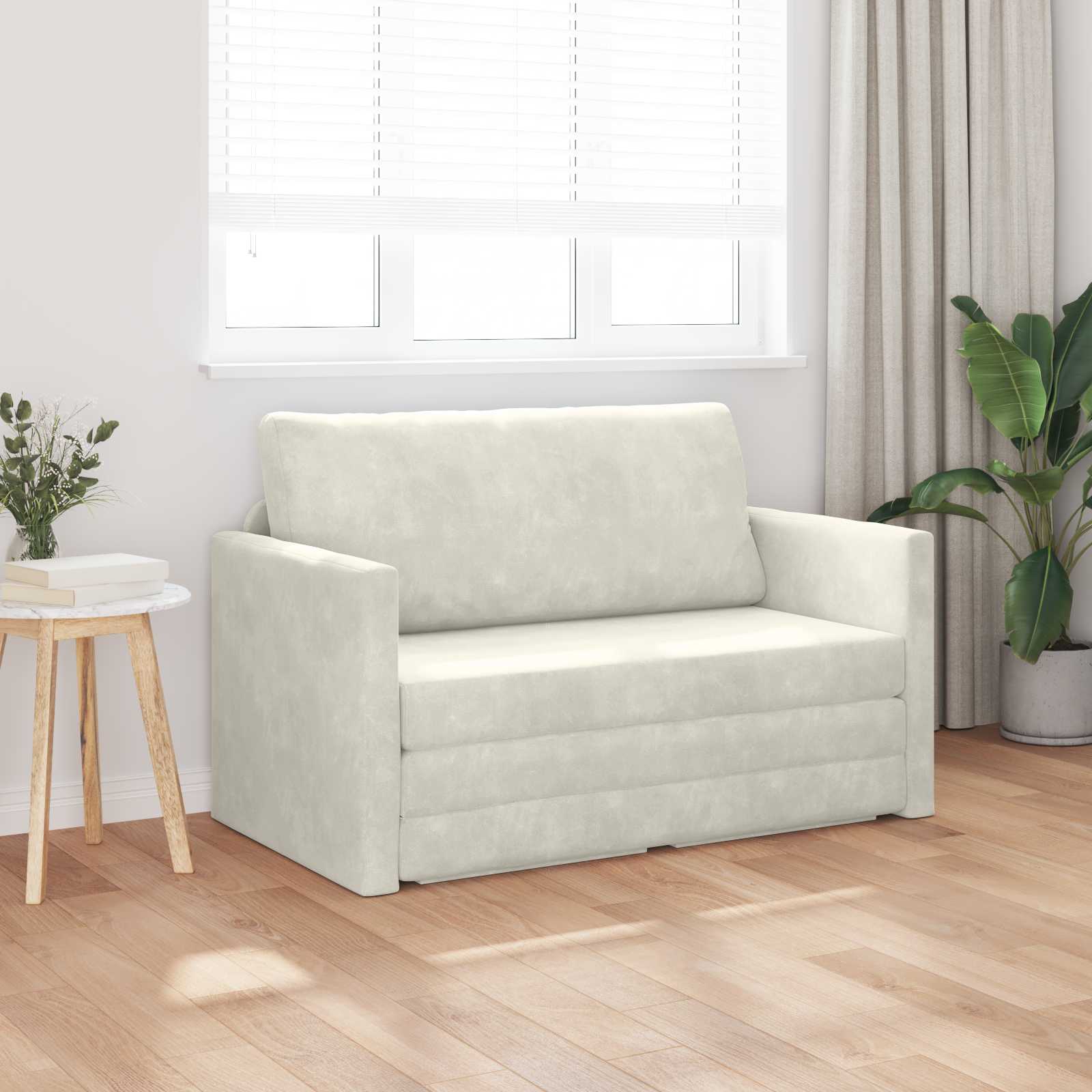 vidaXL Canapé-Lit Crème 124 x 71 x 78 cm Velours