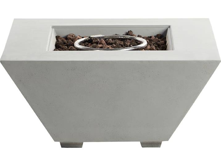BELIANI Feuerstelle Hellgrau mit Gas 86 x 86 x 42 cm Quadratisch aus GRC Glasfaserverstärkter Beton Garten Terrasse Outdoor