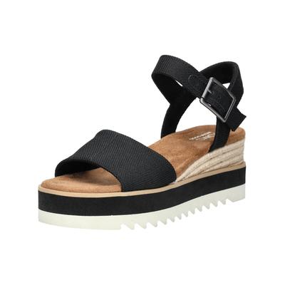 Keilsandalette TOMS "TOMS Sandalen Textil", Damen, Gr. 40, schwarz, Textil, Schuhe