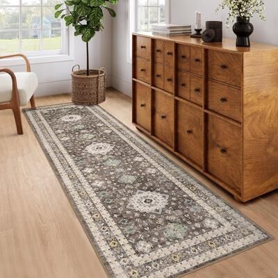 Garvee Ornate Medallion Distressed Print Area Rug