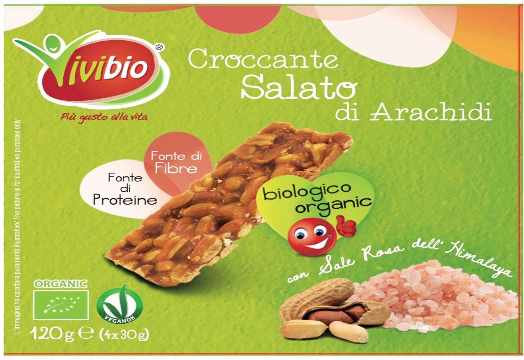 VIVIBIO Croccante Salato Di Arachidi 4 Snack Da 30 Grammi 