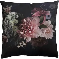 KISSENBEZUG Blumen mit Nebel auf Schwarz 40/40 cm
