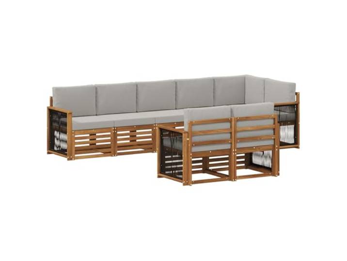 HFMDRMU Outdoor-Möbelset aus massivem Akazienholz, modulares Sofa mit Armlehnen und Rückenlehnen für Garten oder Terrasse, wetterfeste lackierte Oberfläche, pflegeleicht, Elegantes Design