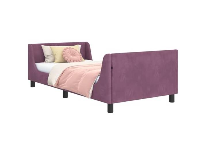 PUGYNBK Bett aus Samt, 80 x 200 cm, Violett Robuste Holzstruktur, fester Lattenrost, modernes Design, ohne extra Lattenrost