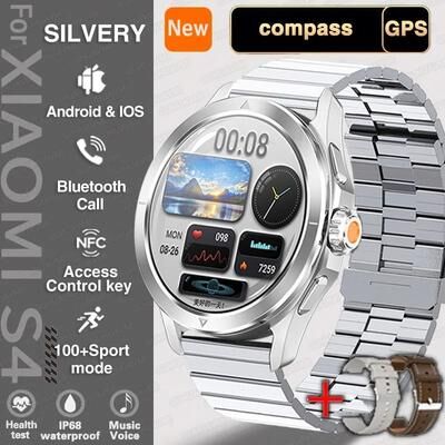 Uplift Picks UltraTrack S4 AMOLED Smart Watch Outdoor GPS NFC Bluetooth Call silver Steel xiaomi S4 Ultra