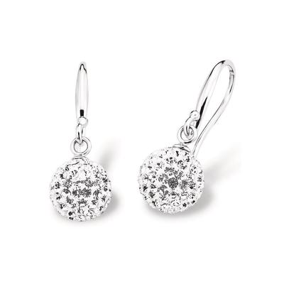 Paar Ohrhaken AMOR "9696390", silber (silberfarben, kristallweiß, kristallweiß), Ohrringe, Damen, Silber 925 (Sterlingsilber), mit Kristallglas