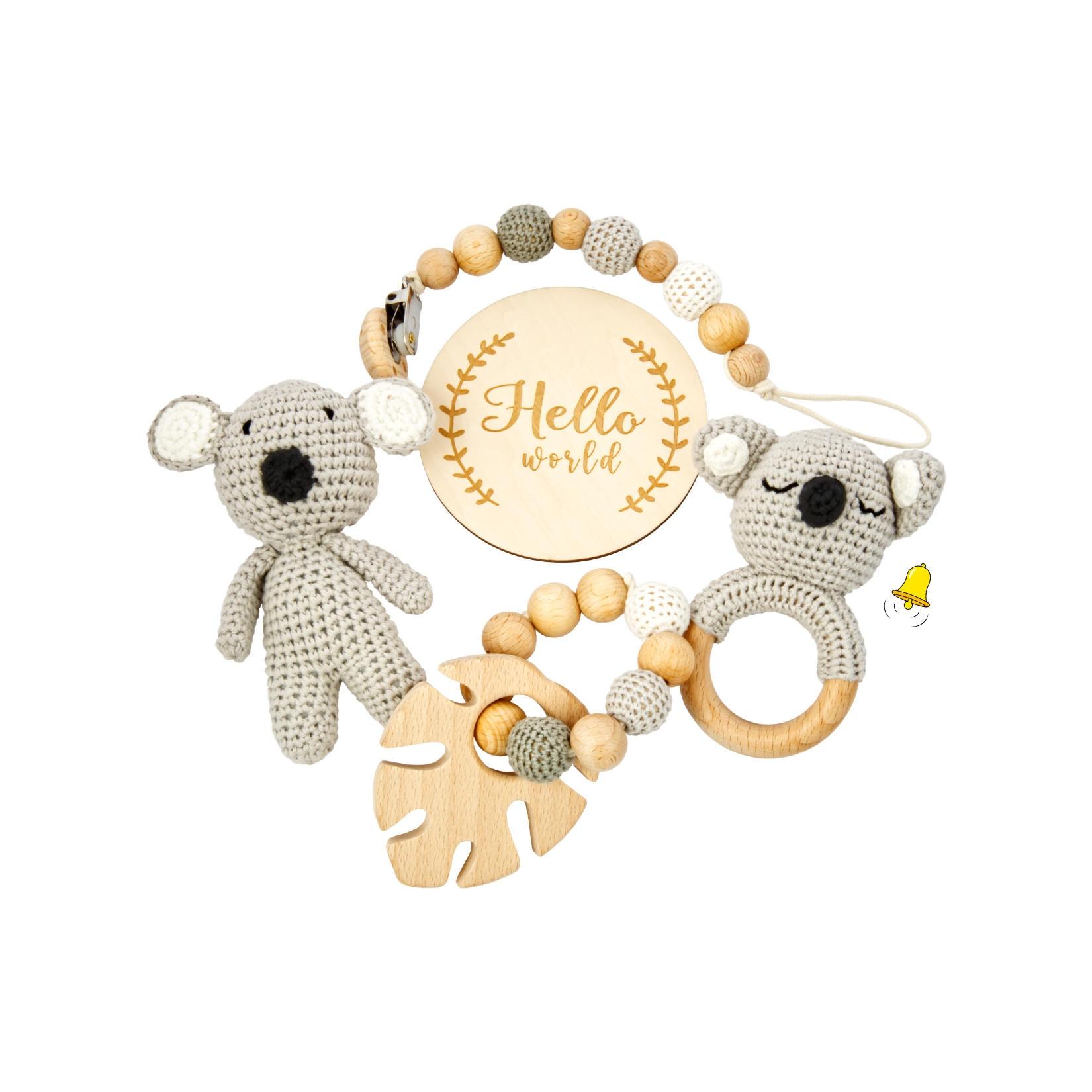miniHeld Handgestrickter Koala Lako Geschenkbox zur Geburt oder Babyparty