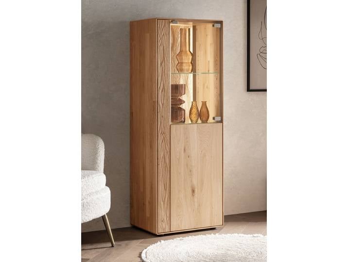 Highboard inkl. Beleuchtung 51x142cm 'Kingston' Wildeiche massiv Rechtsanschlag