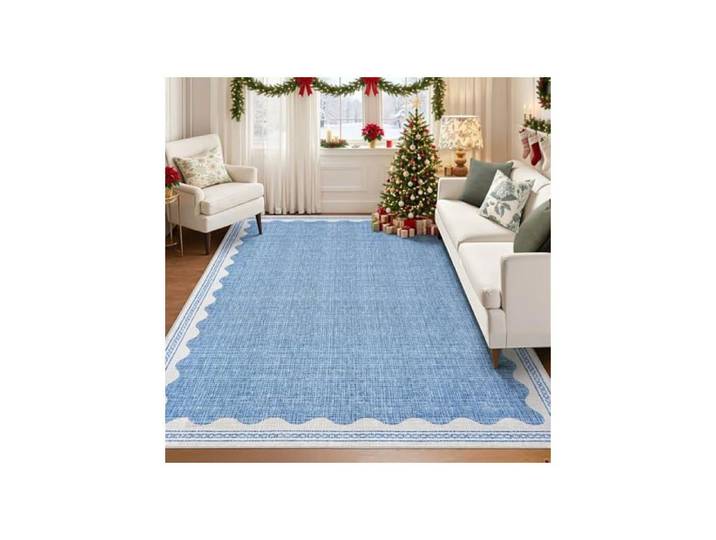 Tapis Salon 160 x 230 cm à poils courts - Tapis Doux pour Salon Chambre Canapé - Bleu