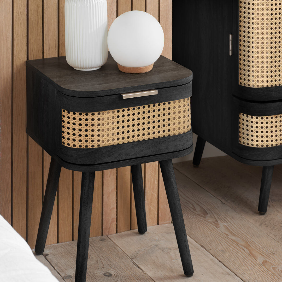 Bay Isle Home Amanni 1 Drawer Nightstand Black 55cm H X 38cm W X 38cm D