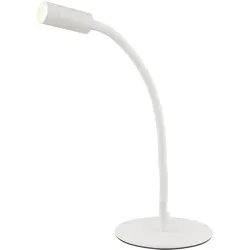 Tischleuchte LED Stehlampe Schreibtisch Lampe Strahler mit beweglichem Arm, Metall, weiß gefärbt, 3 Watt, 240 Lumen, H 44,3 cm
