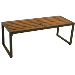 Designbank Stahl Cagliari - Farbe:Anthrazit / Natur - 124 x 46 x 47 cm - aus: Stahl / Akazie